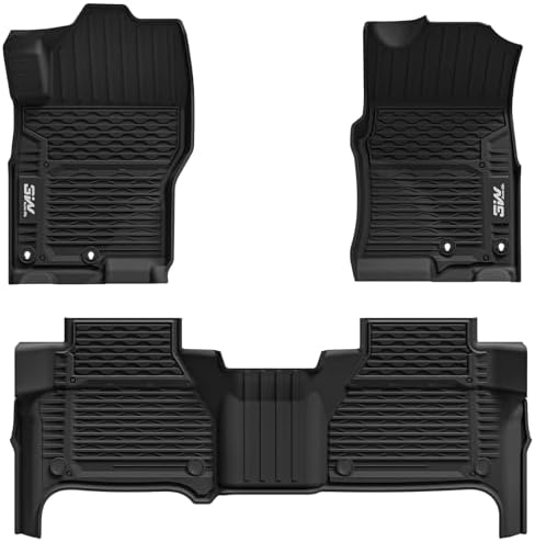 3W Floor Mats for Nissan Frontier 2022-2026 Crew Cab(Not for 2nd with Under Seat Speaker), All Weather TPE Custom Fit Car Liner for Frontier Crew Cab Pickup, Frontier Accessories, Black by 3W