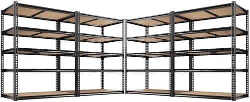 ROOMFAVE Garage Shelving Adjustable 5 Tier Storage Shelves 2050LBS,4PCS by RoomFave-organizeyourjoy