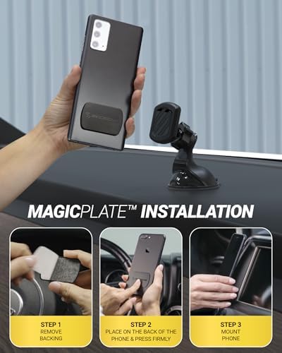 Scosche Extra Strength Suction Cup Phone Mount, Magnetic Dashboard/Windshield Mount Cell Phone Holder for Car with 360° Rotation, StickGrip Base & Thick Metal Plate for iPhone and Android, Not MagSafe - Image 6