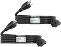 PLUGTUL 2-Pack 10 FT Outdoor Extension Cord | 16/3 Black Heavy Duty 3 Prong Extension Cord, 13A 1625W SJTW, ETL Listed, Great for Garden and Home by PLUGTUL