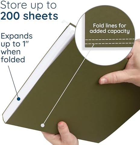 Blue Summit Supplies 25 Hanging File Folders, Letter Size, Standard Green - Image 3