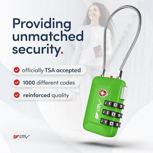 TSA Accepted Luggage Travel Lock, Set-Your-Own Combination Lock for School Gym Locker, Luggage Suitcase Baggage Locks, Filing Cabinets, Toolbox, Case(Green, 4 Pack) - Image 2