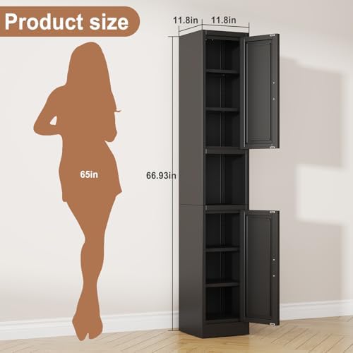 12 inch Wide Pantry Cabinet with Adjustable Shelves, Narrow Storage Cabinet - Image 3