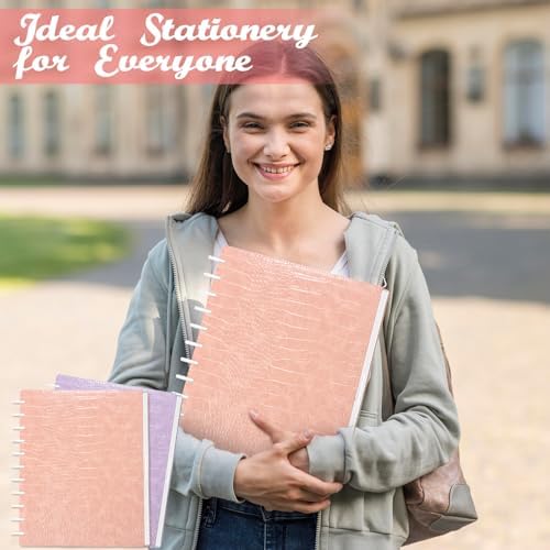 Pu Leather 8.5x11 In Discbound Notebook Cover And Disc Set Discbound Planner Cover with 11 Pc Expansion Discs Letter Size Discbound Refill Paper Disc Bound (Pink & Purple, 9x11.5) - Image 5