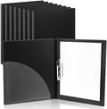 Teling 8 Pack Punchless Clamp Binder Folder Ringless Binder with Metal Clip and Poly Covers Flex Colored Swing Clamp for Work School Documents, 9.7 x 11.5 Inch(Black) by Teling