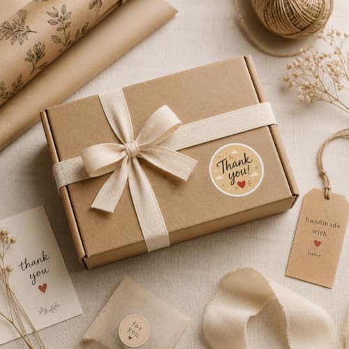 60pcs Kraft Thank You Stickers, Rustic Packaging Labels for Small Business Orders, Handmade Product Seal Stickers, Round Brown Eco Friendly Thank You Tags 2 Inch - Image 7
