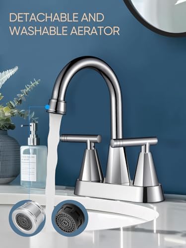 Cobbe Chrome Bathroom Faucets, Centerset Bathroom Sink Faucet 4 Inch - Image 3