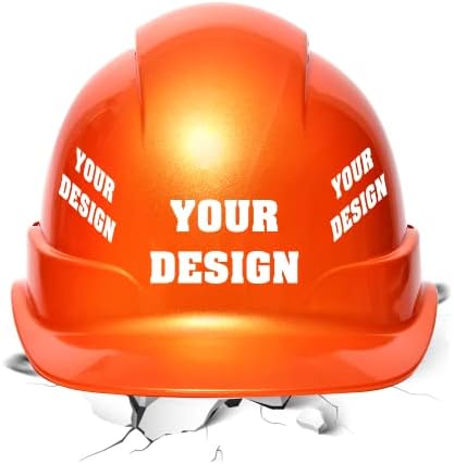 Safety Hard Hat Customize Logo Protective Head Outdoor Work Hat (Orange (New Standard)) by YOWESHOP