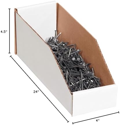 BOX USA BBINMT424 Open Top Bin Boxes, 4" x 24" x 4 1/2", Oyster White (Pack of 50) - Image 5