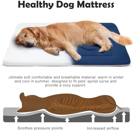 Dog Bed Soft Dog Crate Pad Mat for Medium/Large Dogs 36 in Non-Slip Bottom Washable Dog Sleeping Mattress Pet Beds Cat Beds Kennel Pads, Dark Blue - Image 3