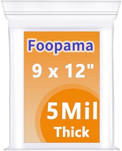 20 PCS 9"x 12" Thick 5 Mil Seal Reclosable Clear Zip Poly Lock Plastic Bags by Foopama
