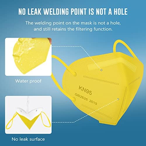 WWDOLL KN95 Face Mask 50 Pack, 5-Layers Breathable KN95 Masks, Yellow - Image 5