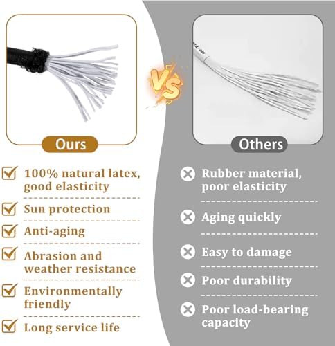 100 Pack Tarp Bungee Cords with Balls, 6 Inch Ball Bungee Cords Elastic Tarp Tie Downs Straps Heavy Duty Outdoor Canopy Tent Tie Downs for Camping, Travel, Luggage, Tent Poles with UV Resistant, Black - Image 6