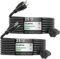 PLUGTUL 2-Pack Extension Cord 25 FT | 16/3 Outdoor Extension Cord Waterproof, Heavy Duty 3 Prong Extension Cord Black, 13A 1625W SJTW, ETL Listed, Great for Garden and Home by PLUGTUL