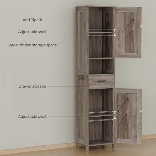 Homhedy 67" H Tall Bathroom Storage Cabinet with Barn Doors and Drawer - Image 4