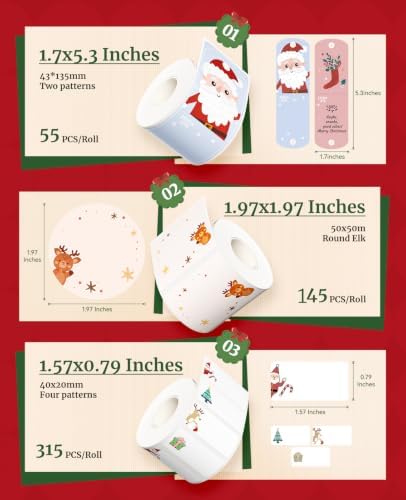 NIIMBOT 3 Rolls Christmas Thermal Label Paper for B1/B21/B2/PRO Label Maker - Image 2