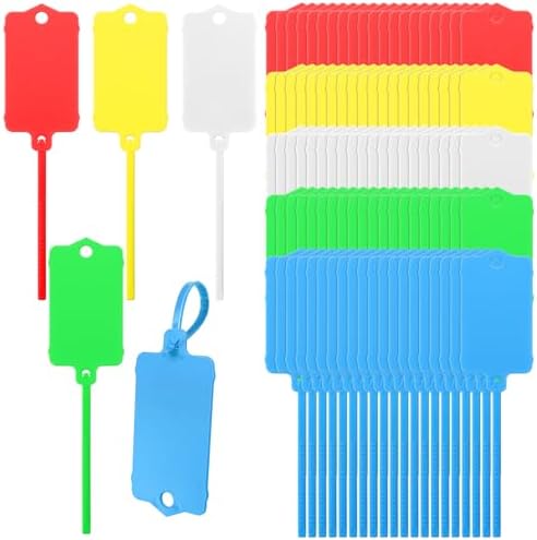 LeonBach 100 Pcs 1.46“ x 2.48” Plastic Shipping Tags, Multicolored by LeonBach