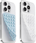 2PCS Silicone Suction Cup Phone Case Mount Double Sided, Hands-Free Phone Accessories Holder for Selfies and Videos, Silicon Sticky Phone Grip for iPhone and Android Transparent&Light Blue by KlearlookMaximizedClarity