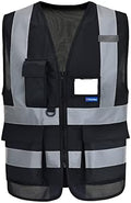 A-SAFETY 7 Pockets Hi Viz Zipper Front Working Safety Vest by A-SAFETY