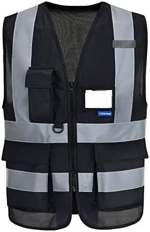 A-SAFETY 7 Pockets Hi Viz Zipper Front Working Safety Vest by A-SAFETY