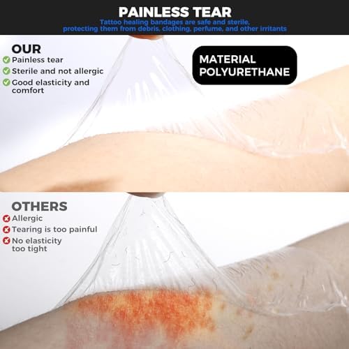 Tattoo Aftercare Waterproof Bandages 4" x 11 Yard Tattoo Cover Up Tape, Tattoo Supplies Care and Equipment Second Skin Protective Clear Sterile Safe Bandages - Image 4