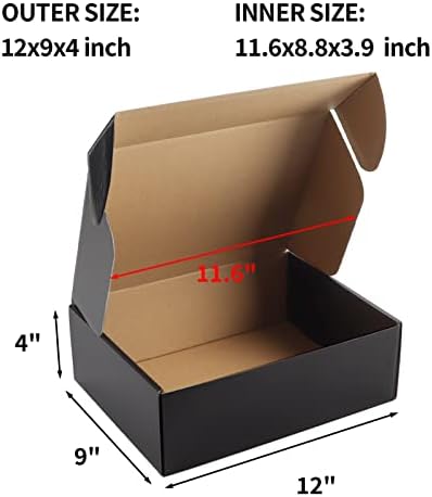 Hoikwo 20 Packs Black 12x9x4 Medium Shipping Boxes - Image 2