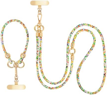 Crystal Phone Strap Crossbody and Wrist Lanyard, Anti Theft Layered & Wrist Strap Cell Phone Neck for Women by FUAHXYESFashionPhoneLayeredJewelry