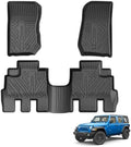 Powerty Floor Mats for Jeep Wrangler JK 2014-2018 Unlimited 4-Door (NOT for JL or 2-Door) All Weather 3D TPE Anti-Slip Car Liners for 1st & 2nd Row Accessories by Powerty