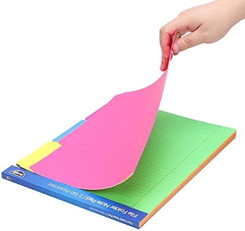 Find It File Folder Notepad - Pack of 12-9.5 x 12.5 Inch Notebook Organizer Folders for Filing, Document, and Clipboard Organization - Assorted Neon Colors - Image 4