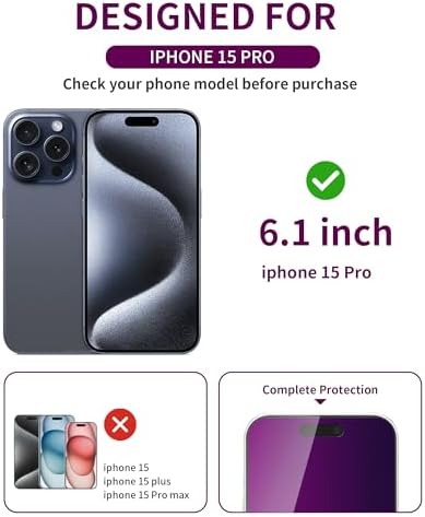 2 Pack Privacy Screen Protector for iPhone 15 Pro Tempered Glass - Image 2