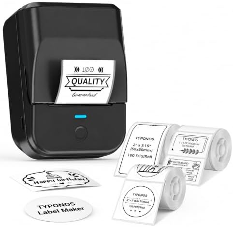 PM240 Label Maker Machine with 3 Tapes, Label Printer Black, Set 2 by TYPONOS