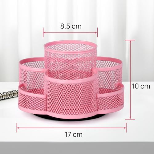 Topwey Pink Rotating Pencil Holder for Desk Office - Image 6