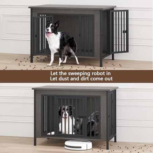 EasyCom 39.96" Dog Crate Furniture for 1 or 2 Dogs, 35-60 Pounds, Dark Grey - Image 2