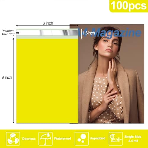 JinRuiKJ Poly Mailers 6x9 Inch, 100 Pcs Shipping Bags, Yellow - Image 2