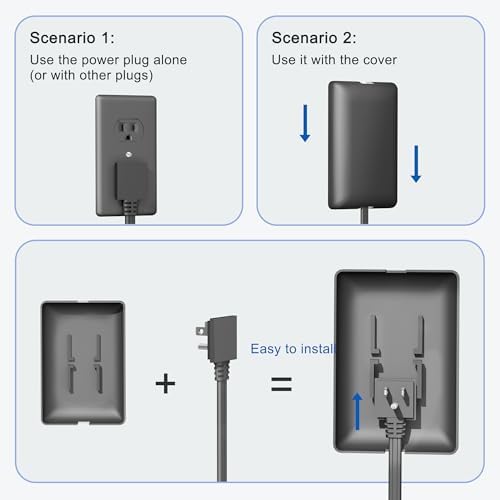 CABOCASA 3FT Flat Plug Extension Cord 3 Outlets Black Downward - Image 2