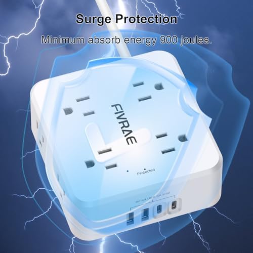 5Ft Extension Cord with Multiple Outlets, 8 Outlets and 4 USB Ports - Image 6
