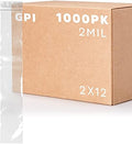 2" x 12" Zip Bags, 1000 Pack, 2 Mil, Hang Hole for Display for Incense, GPI by GPI