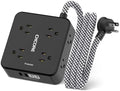 Surge Protector Power Strip - CHCORE 5Ft Braided Extension Cord with 8 Outlets with 4 USB (2 USB C) Charging Ports, Flat Plug Multi Plug Outlet Extender Charging Station for Home Office, ETL, Black by Unknown