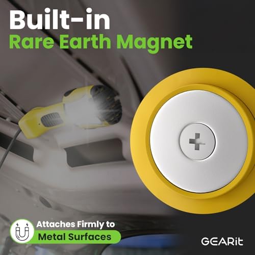 GEARit 20ft LED Work Light COB 1200LM 10W, Corded Shop/Drop Light with Magnetic Base, Swivel Hook & Built-in Outlet, 16/3 SJTW Trouble Light for Mechanics, Garage, Under Hood, Yellow - Image 5