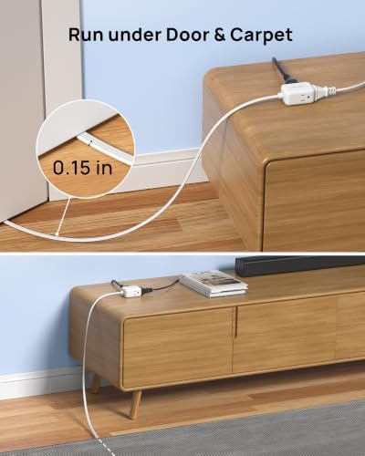 TROND 360 Rotating Flat Plug Extension Surge Protector 12 ft, 3 AC, White - Image 6