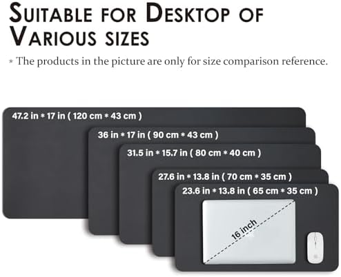 HOMIEAZICOZI Leather Desk Mat - Non-Slip PU Desk Pad for Office and Home - Desk Organization and Accessories - Ideal for Large Mouse Pad and Desk Mats on Top of Desks (Black,36''x 17'') (DPD-B-L) - Image 5