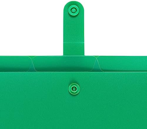 JAM PAPER Slim Expanding File Folder - 5 Pocket Plastic File Folder – Snap Closure - 9 x 11 1/2 - Green - Sold Individually - Image 3