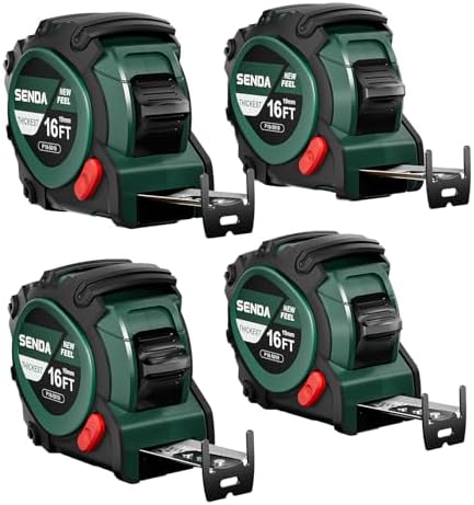 SENDA 4 Pack Tape Measure 16Ft - Heavy Duty Tape Measure with 25mm Wide with Three Stops, High Precision Measuring Tape Retractable Measuring Tape, Rubber for Comfortable Grip, Fraction Markings by SENDA