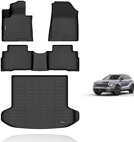 KELCSEECS® Floor Mats & Cargo Liner for 2025 2024 2023 Kia Sportage Hybrid All Weather Guard Car Mats Floor Liners Trunk Mat Cargo Mat Kia Sportage Hybrid Floor Mats Trunk Liner Accessories by KELCSEECS
