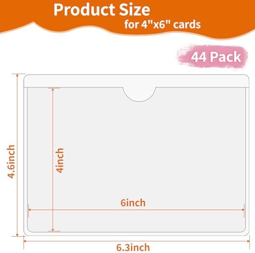 44 Pcs Storage Bin Labels, 4×6 in Index Card Holder, Clear Adhesive Pockets - Image 4