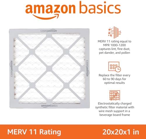 Amazon Basics 20x20x1 Air Filter 6-Pack, MERV 11 AC Furnace Filters, Dust, Pet, Allergen Control , Electrostatic (Actual Size: 19.75 x 19.75 x .75) - Image 2
