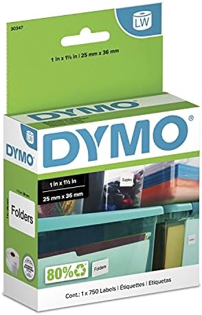 DYMO Authentic LW Library Book Spine Labels, for LabelWriter Printers, White, 1" x 1-1/2", 1 Roll of 750 by Dymo%C2%AE