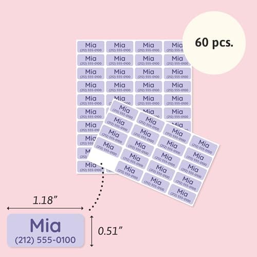 TeddyLabels - Clothing Labels for Nursing Home (60) – Self-Adhesive Name Tags for Clothes and Personal Items. Personalized Labels for Daycare, Nursing Homes, and Laundry Use - Light Purple - Image 6