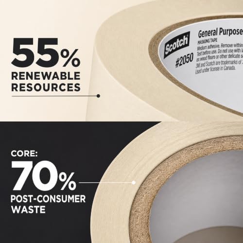 Scotch 3M General Purpose Masking Tape, Tan, 1.41 in x 60.1 yd, 24 Rolls - Image 6