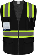Hi Vis Safety Work Vest with Reflective Strip, Black, 3XL by UnoMejor